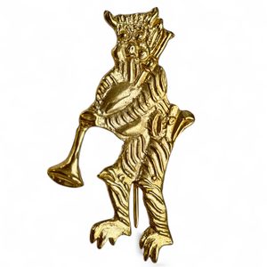 Devil with bagpipes, medieval pilgrim badge