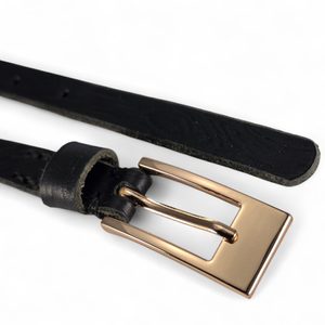 Ceinture en cuir pour femmes, écorce, noire