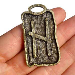 HAGALAZ Runic Pendant zinc ant. brass