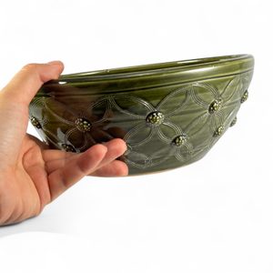Ceramic fruit bowl green - medieval decor