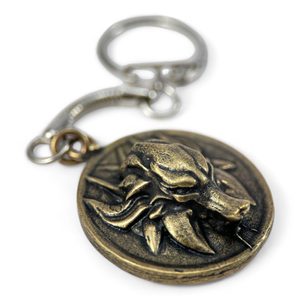 Amulette loup slave, porte-clés zinc vieux laiton