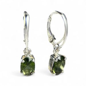 BOUCLES D'OREILLES EN ARGENT MOLDAVITE, Ag 925