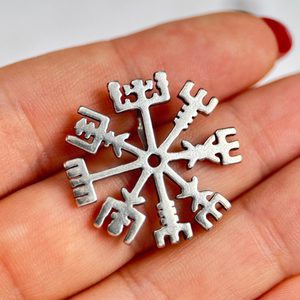 VEGVISIR, rune, pendant for protection, sterling silver