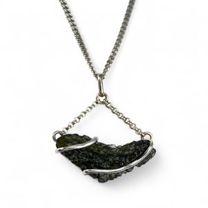 QUASAR, Moldavite pendentif, argent 925/1000