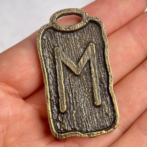 EHWAZ, Rune Pendant zinc, ant. brass