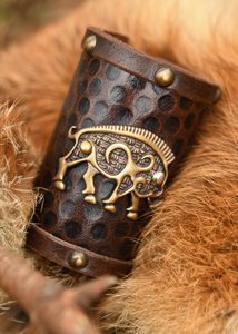 Pictish boar, leather muzzle and brass