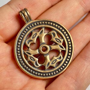SLAVIC ANIMAL SHAPED SWASTIKA, bronze pendant - large