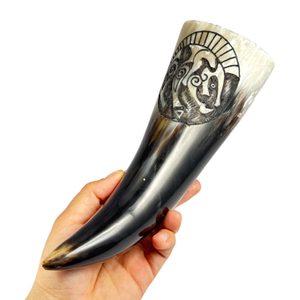 BOAR, engraved Celtic Drinking Horn
