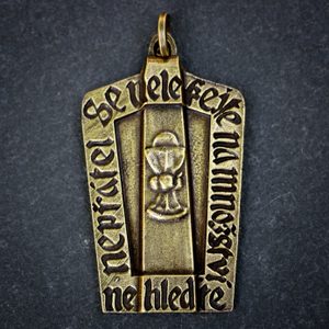 Hussite shield, pendant, zinc antique brass