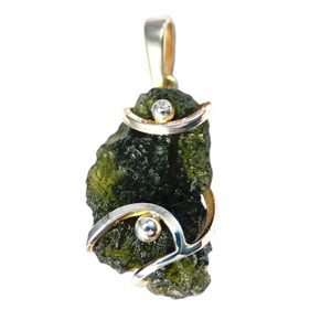 LUNA, silver pendant with Czech Moldavite Ag 925