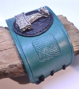 VIKING LEATHER BRACELET, Thor's Hammer Oseberg