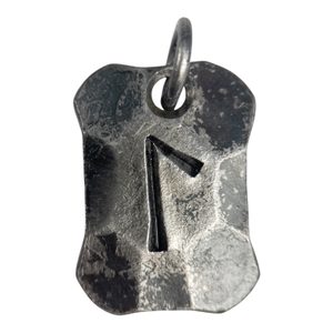 LAGUZ, forged iron rune pendant