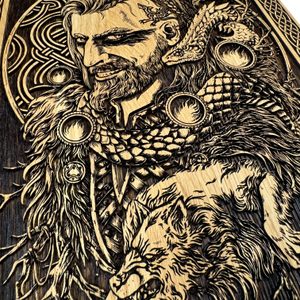 LOKI wall decoration, wood 32x46cm