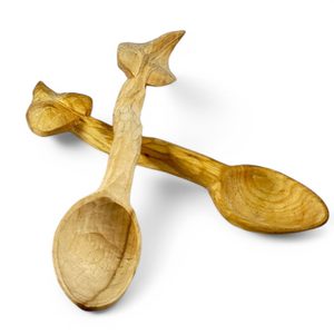 Wooden carved spoon, lime leaf