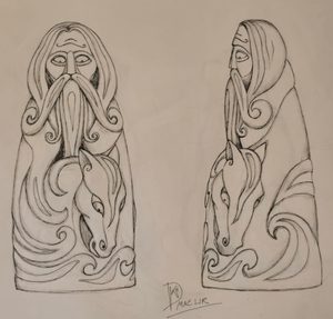 Manannán mac Lir, carved statue