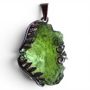 FERN, silver pendant with Moldavite