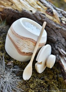 Birch box for salt and spoons