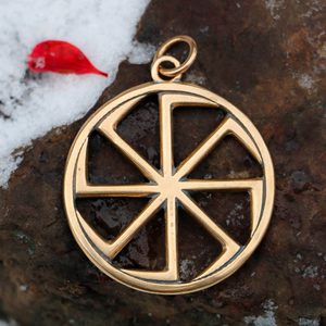 BRONZE KOLOVRAT, SLAVIC SUN WHEEL PENDANT - TRADITION SLAVE{% if kategorie.adresa_nazvy[0] != zbozi.kategorie.nazev %} - BUSHCRAFT, RECONSTITUTION, ACCESSOIRE{% endif %}