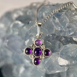 PRAGA, mittelalterlicher Anhänger, Amethyst, Silber 925/1000