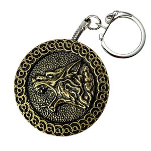 Slavic wolf keychain, zinc old brass