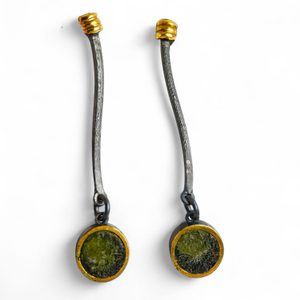 Boucles d'oreilles en argent - Moldavite, Ag 925/1000