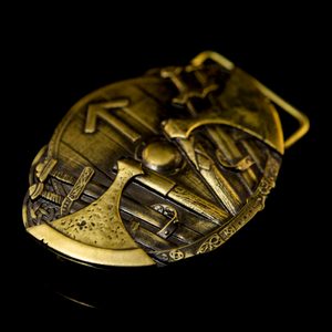 TIWAZ, belt buckle, brass