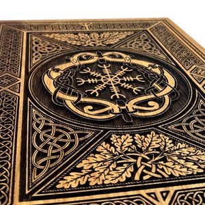 Aegishjalmur - rune islandaise, décoration murale, bois 32x46cm