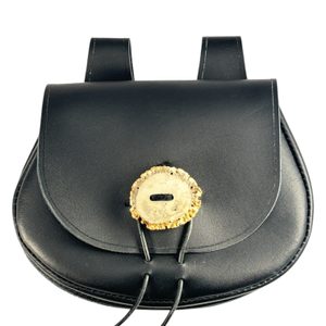 MEDIEVAL LEATHER BAG WITH ANTLER, black