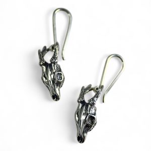 CERF - crâne, boucles d'oreilles argent