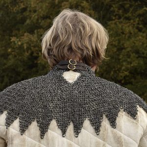 Ring riveted collar with leather straps and buckles
