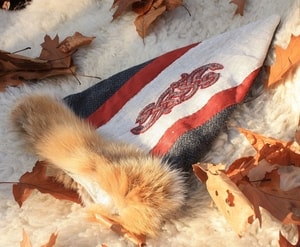 Viking Cap with Embroidery, fox fur - Valsgarde