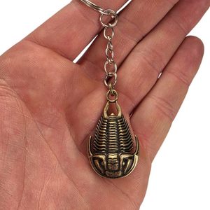 Schlüsselanhänger mit Trilobit, Zink, Altmessing