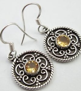 NATURA, silver earrings, citrine , Ag 925/1000