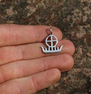 SUN BOAT, silver pendant
