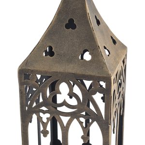 Mittelalterliches Windlicht - GOTIKA, Kerzenhalter für Teelichter, gold