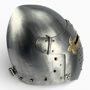 Helm mit Visier, 2 mm, Messingdekoration