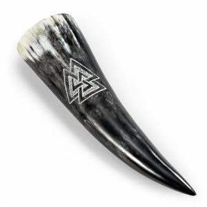 VALKNUT, carved drinking horn