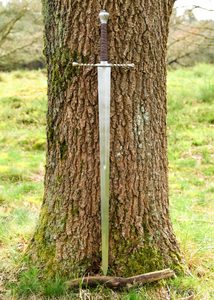 Medieval one-and-a-half-handed sword with a scabbard, blunted
