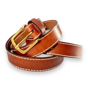 GENTLEMAN, Luxus-Ledergürtel mit bronzefarbener Schnalle