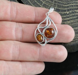 JOLA, amber pendant, sterling silver