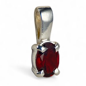 GARNET PENDANT, faceted gem, sterling silver