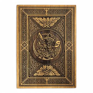 Celtic Wolf with ornaments, wall decoration, wood 32x46cm