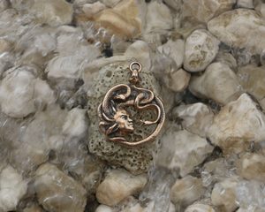 MEDUSA, antique, bronze, pendant
