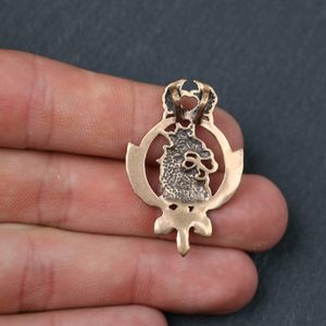 Czech lion in lime branch, pendant, bronze