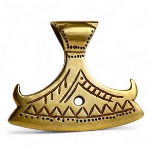 BEARDED AXE OF PERUN, brass Slavic pendant