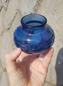 INKWELL, blue historical glass