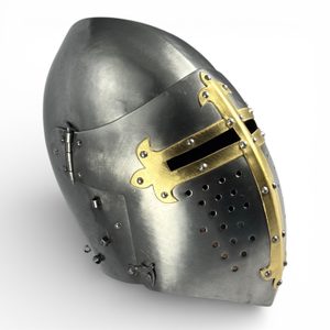 Helm mit Visier, 2 mm, Messingdekoration