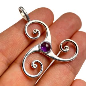Celtic triskel, pendant, amethyst, silver 925/1000