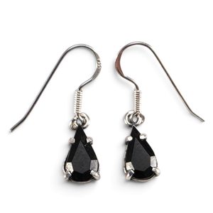 Silver Earrings with Black Glass NOIR, Sterling Silver 925