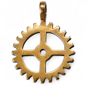 COG WHEEL, bronze pendant